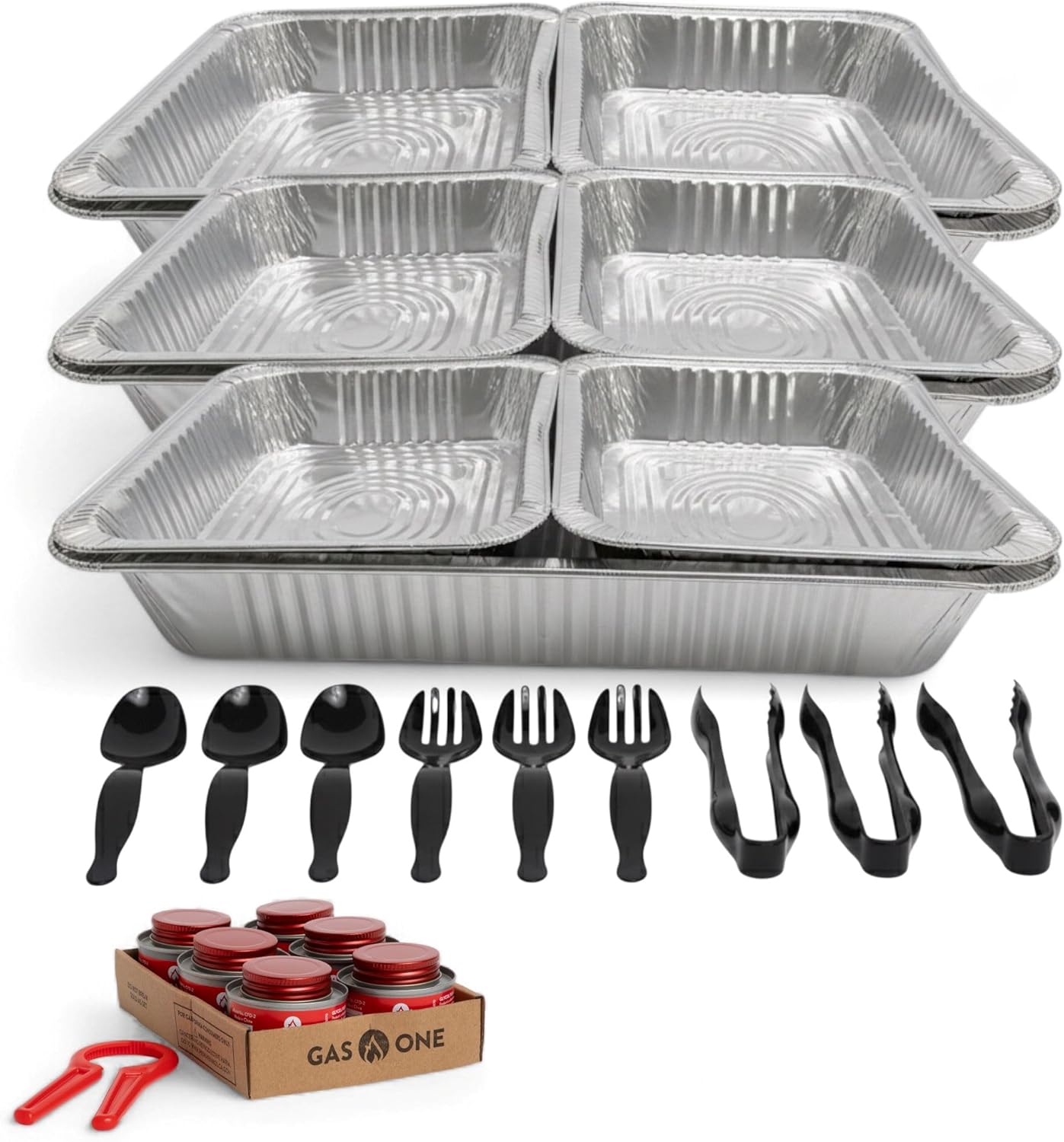 Large Full Size 33-Pcs Disposable Chaffing Buffet with-Covers, Utensils, Fuel Cans – Premium Chafing Dish Set for Events, Parties, Catering