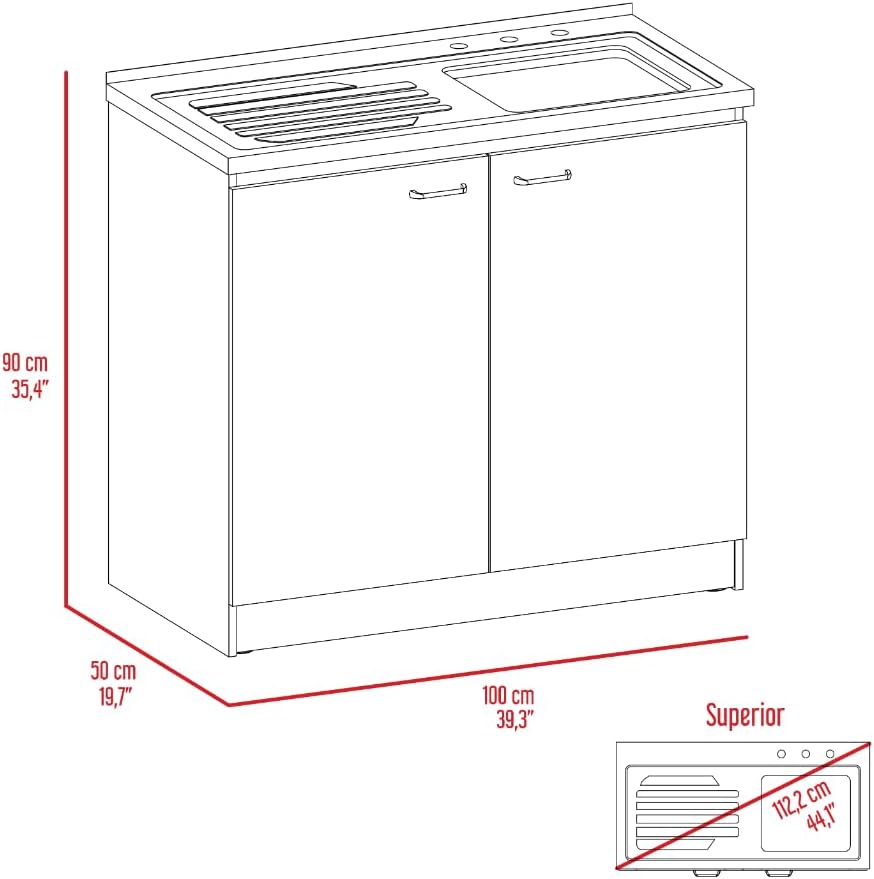 Tuhome Napoles Utility Kitchen Sink, Storage Cabinet with Shelf and Double Doors – All-in-One Kitchen Sink Cabinet for Home or Laundry