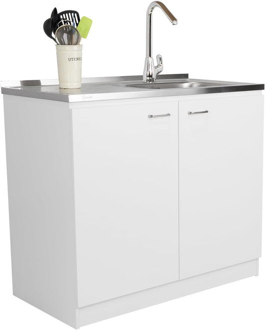 Tuhome Napoles Utility Kitchen Sink, Storage Cabinet with Shelf and Double Doors – All-in-One Kitchen Sink Cabinet for Home or Laundry