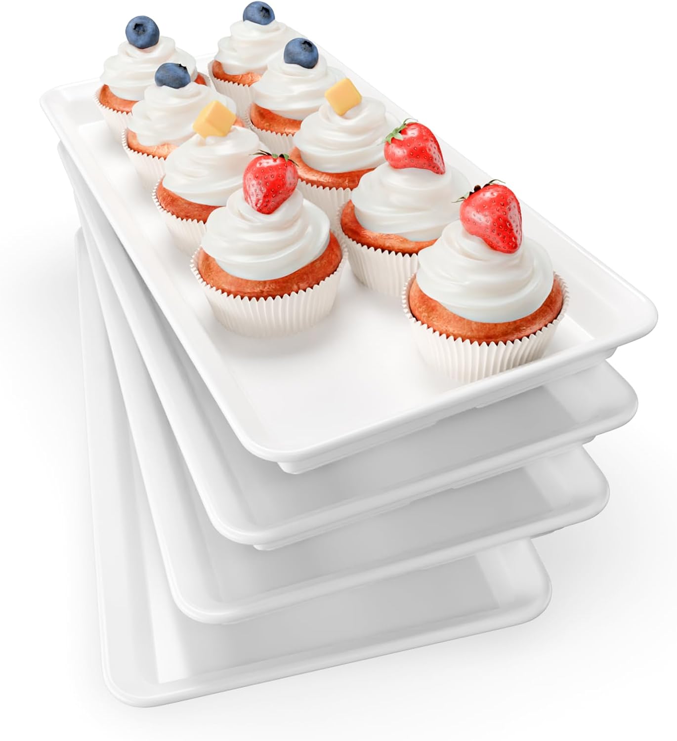 Extra Large 3-Tier Melamine Serving Tray Set and Cupcake Stand for Party Events, 17" Platters with Tiered Stand, Holds 63 Cupcakes, Food, Dessert, and Fruit – Black