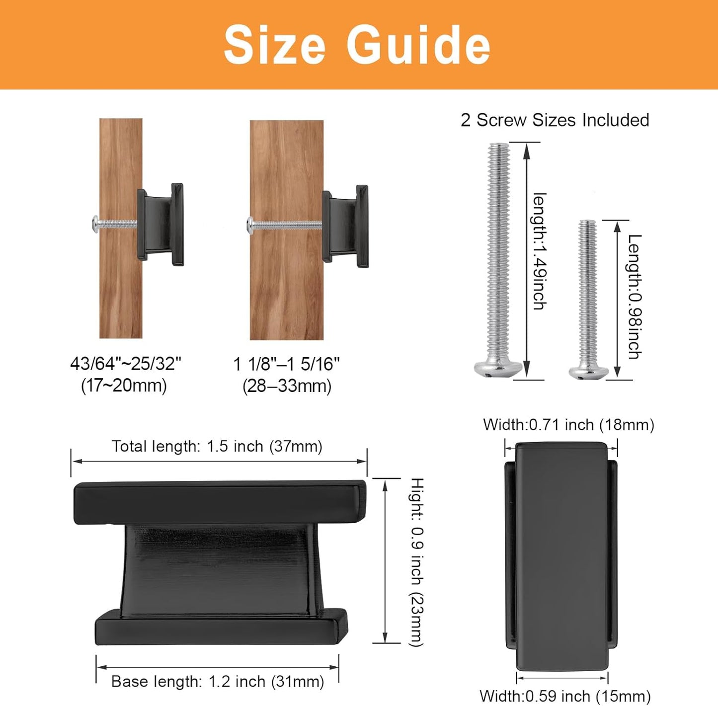 20 Pack Matte Black Kitchen Cabinet Knobs Black Drawer Dresser Knobs Cabinet Handles for Cupboard Closet Bathroom Kitchen Cabinet Hardware,Solid Zinc Alloy