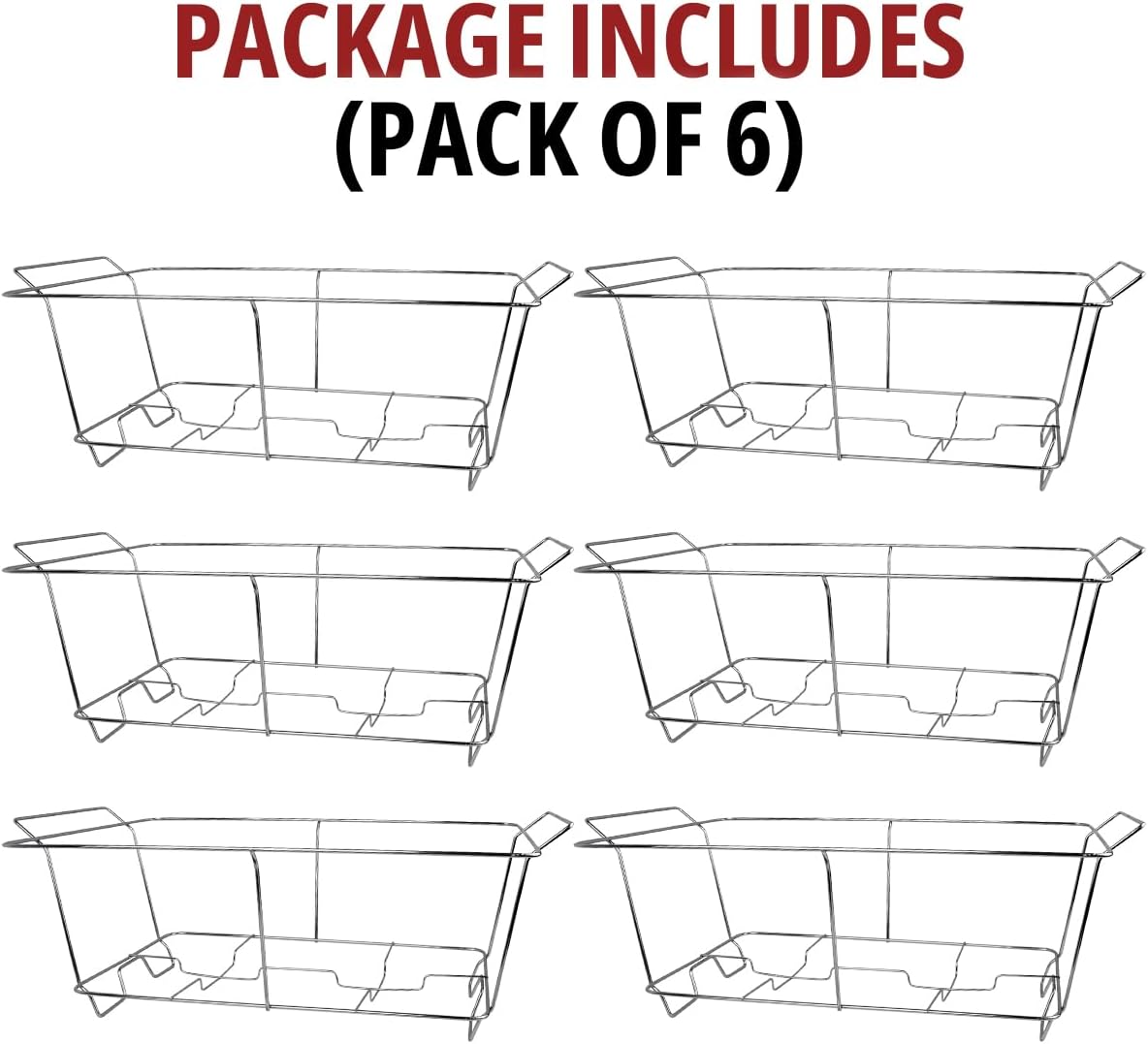 COMFICOVE 6 Pack Chafing Wire Rack Buffet Stand Chrome Frame for Events, Parties, Wedding, & Birthday Party Catering, Full Size Chafing Stand for Dish Serving Trays, Food Warmer Catering Supplies