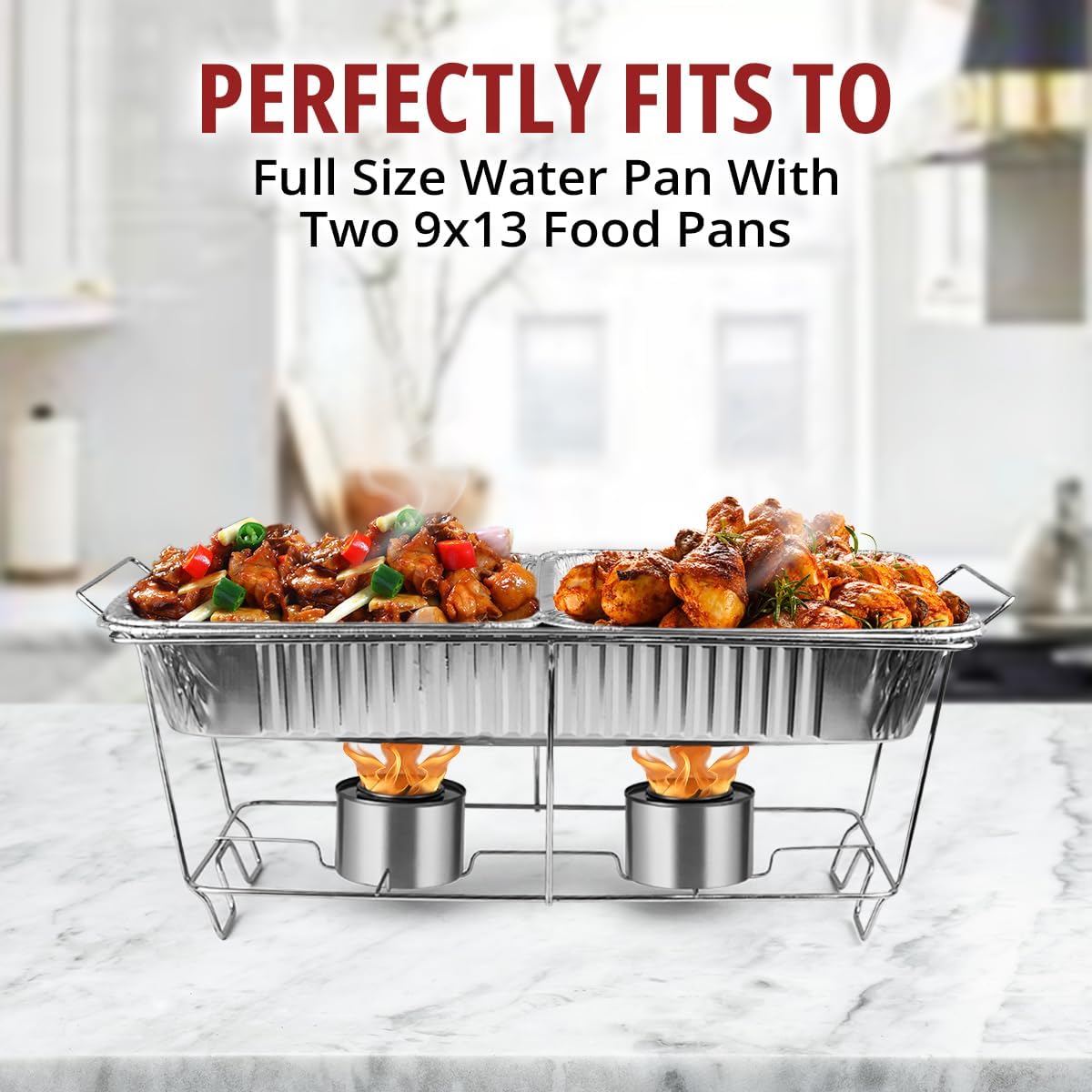 COMFICOVE 6 Pack Chafing Wire Rack Buffet Stand Chrome Frame for Events, Parties, Wedding, & Birthday Party Catering, Full Size Chafing Stand for Dish Serving Trays, Food Warmer Catering Supplies