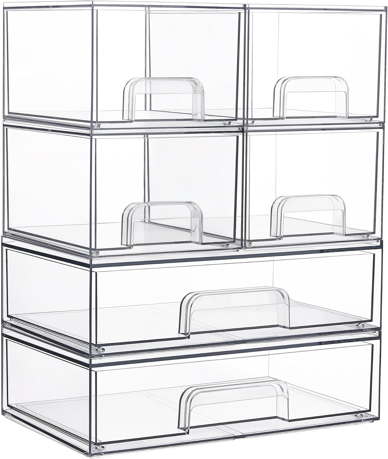 Vtopmart Stackable Storage Drawers Set of 5, Clear Plastic Organizer Bins for Baby Bottle, Beauty Supplies Storage, Ideal for Kichen Countertop, Vanity, Bathroom, Cabinet, Pantry Organization