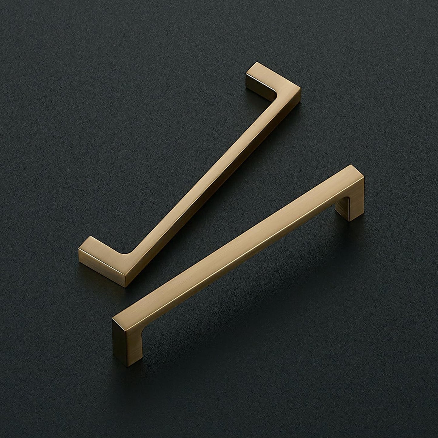 Ravinte 10 Pack Solid 5 Inch Square Cabinet Handles - Champagne Bronze Pulls for Drawers and Kitchen Cabinets - Hardware