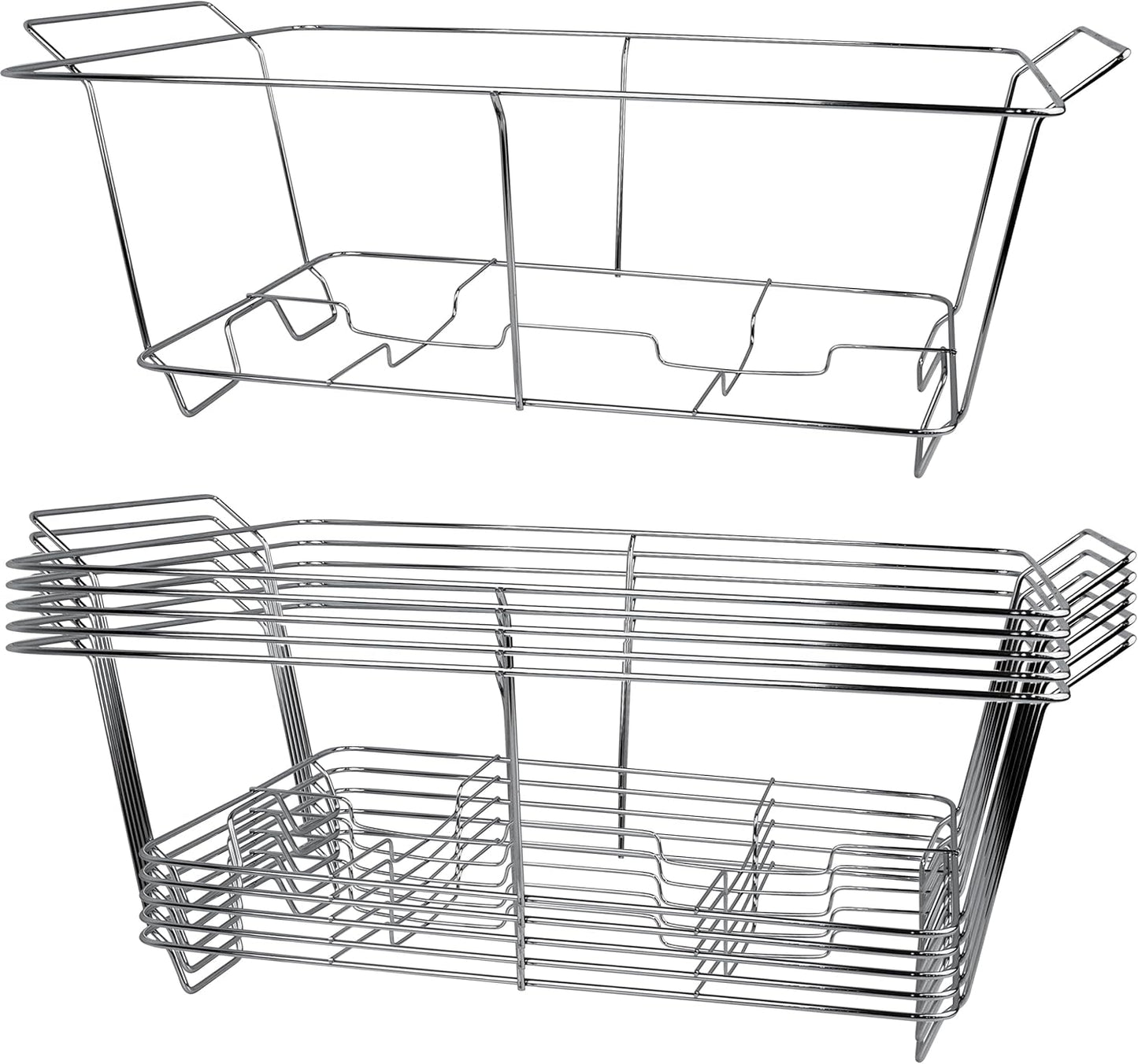 COMFICOVE 6 Pack Chafing Wire Rack Buffet Stand Chrome Frame for Events, Parties, Wedding, & Birthday Party Catering, Full Size Chafing Stand for Dish Serving Trays, Food Warmer Catering Supplies
