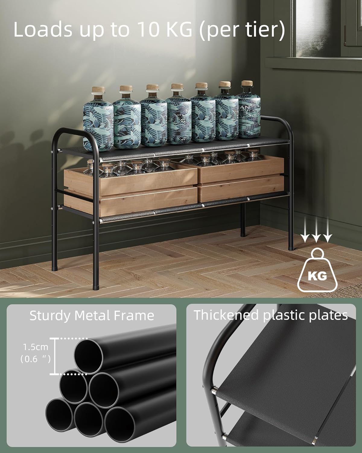 NETEL 2 Pack Under Sink Organizers and Storage,Expandable Under Cabinet Organizer Shelf with 8 Removable Panels,Expandable Shelf for Cupboard,Kitchen,Bathroom,Shoe Storage Rack