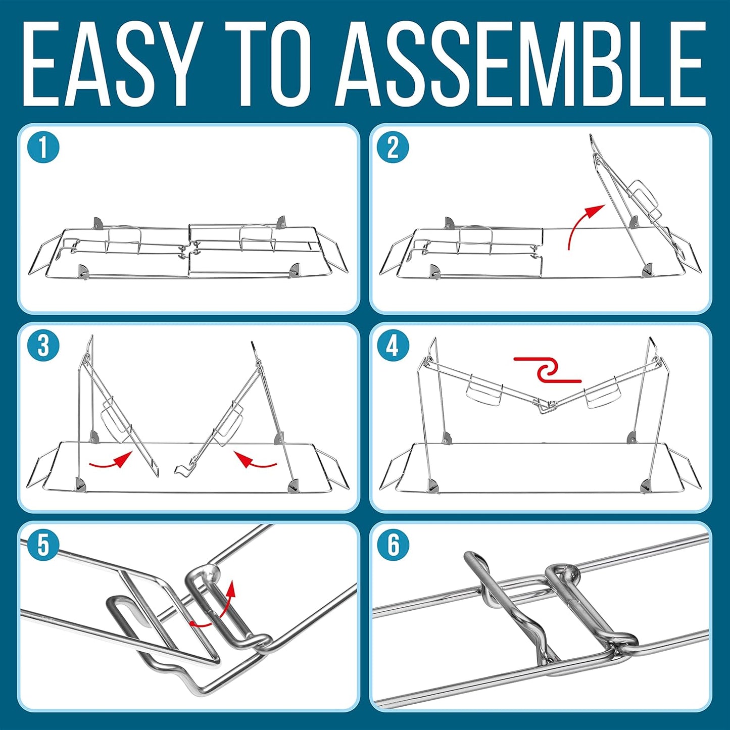 Foldable Chafing Wire Rack Buffet Stand - 6 Pack Full Size Racks For Dish Serving Trays Food Warmer catering supplies for Parties, Occasions, or Events