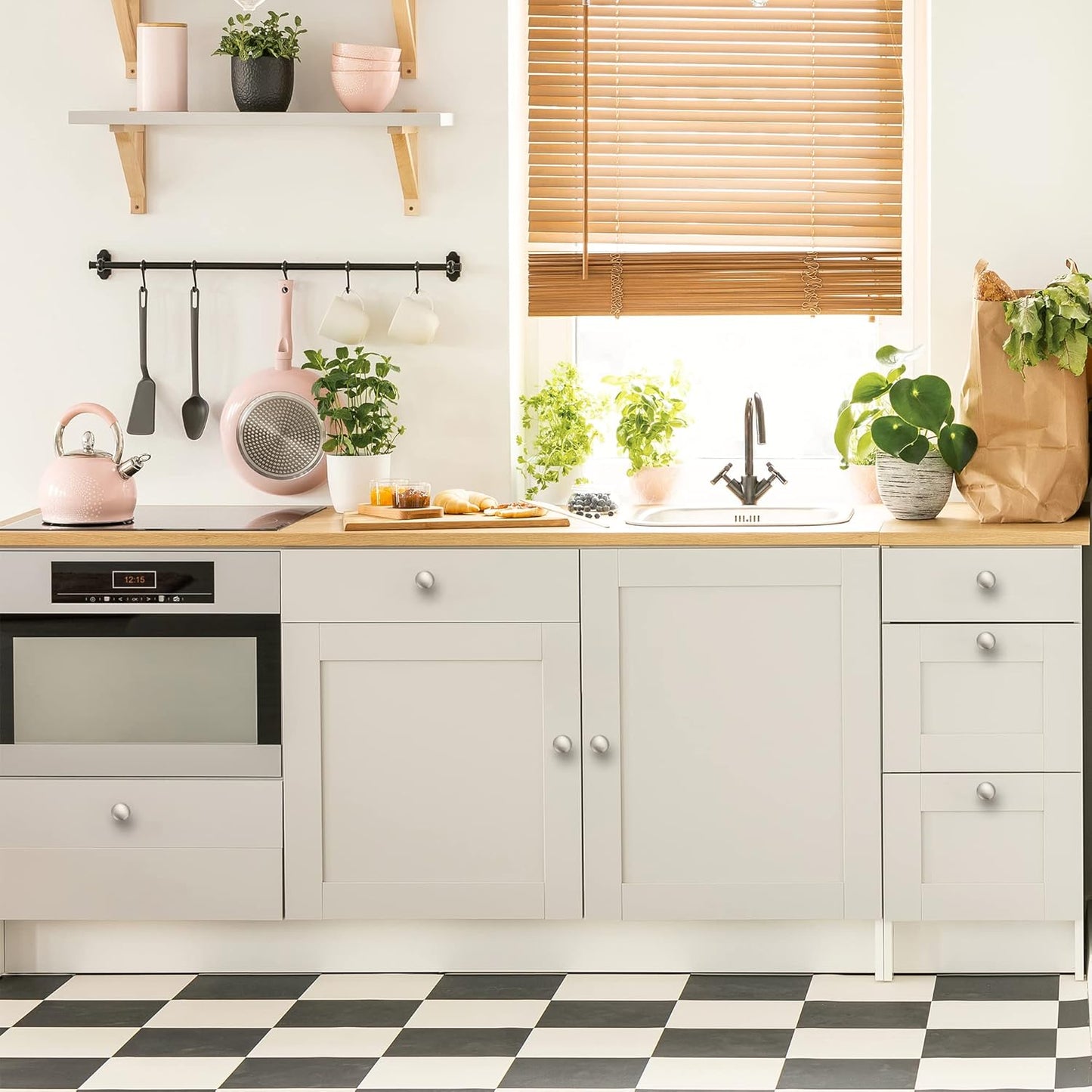 Ravinte 30 Pack Brushed Nickel Round Zinc Cabinet Knobs for Kitchen Bathroom Closet Dresser Cabinets