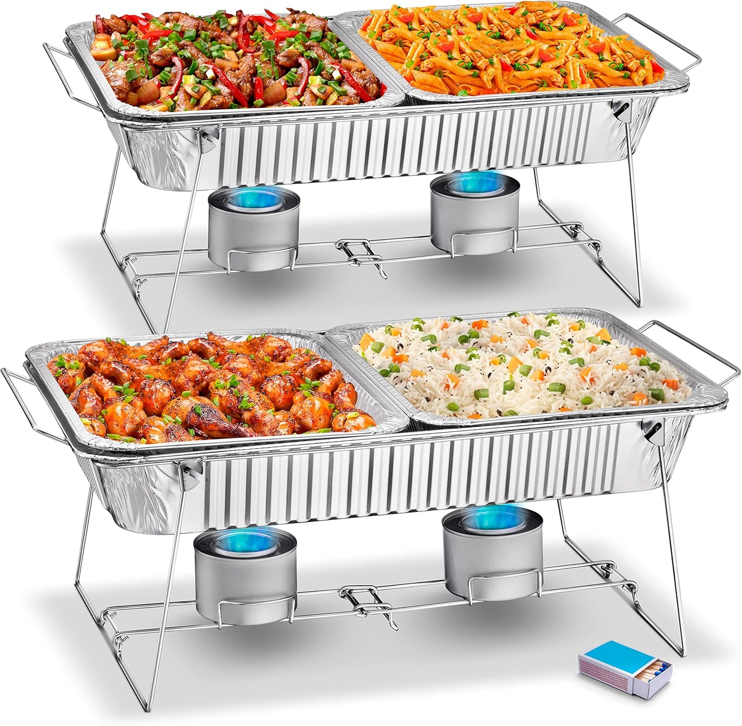 Foldable Chafing Wire Rack Buffet Stand - 6 Pack Full Size Racks For Dish Serving Trays Food Warmer catering supplies for Parties, Occasions, or Events