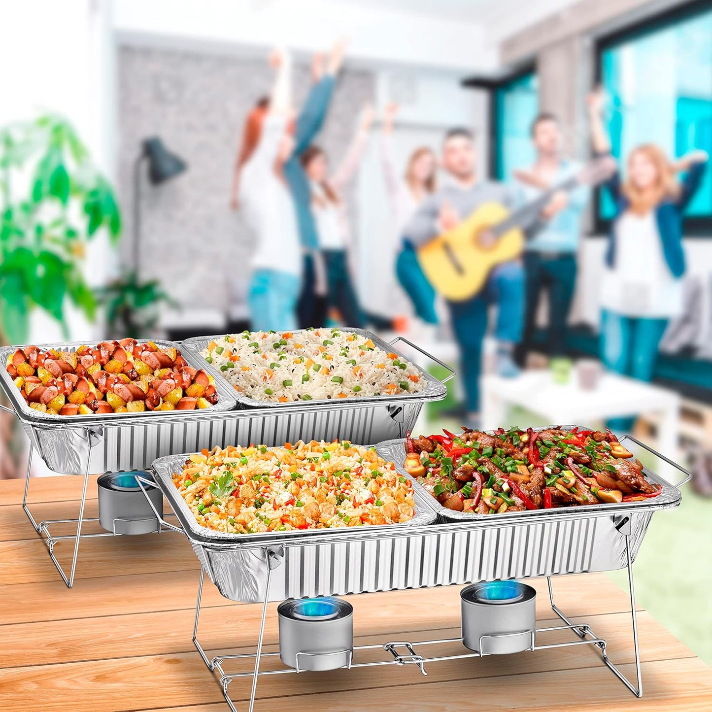 Foldable Chafing Wire Rack Buffet Stand - 6 Pack Full Size Racks For Dish Serving Trays Food Warmer catering supplies for Parties, Occasions, or Events